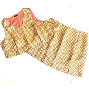 SHEIN Curve two piece metallic gold & pink 2 piece skirt & top set Sz 2X